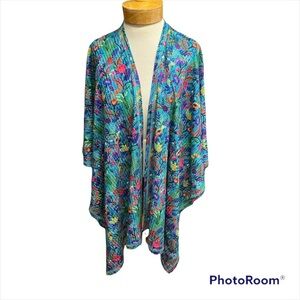 Crazy Train Kimono shawl wrap one size floral boho print w/ leopard print
